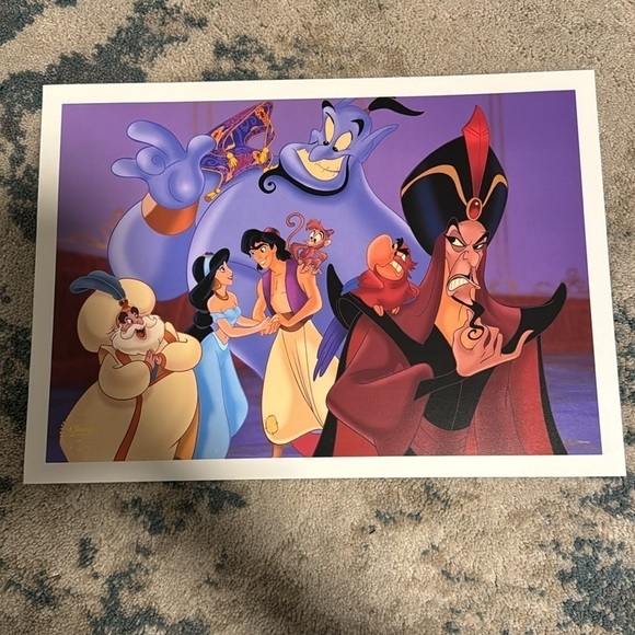 DISNEY LOVERS Aladdin Disney Store Exclusive Diamond Edition Lithograph Set of 4 - Picture 4 of 9